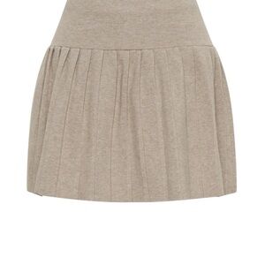 Meshki Beverly Knit Pleated Mini Skirt - Oak